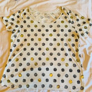 Lane Bryant short sleeved polka dot shirt